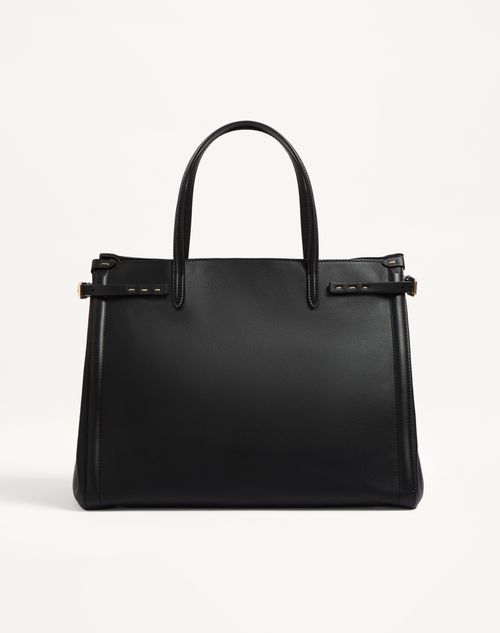 Valentino Garavani - Valentino Garavani Antibes Medium Calfskin Shopping Bag - Black - Woman - Totes